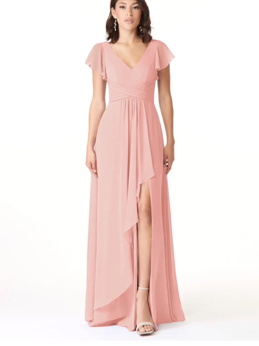 Azazie Omari A-line Chiffon Dress in Rosette